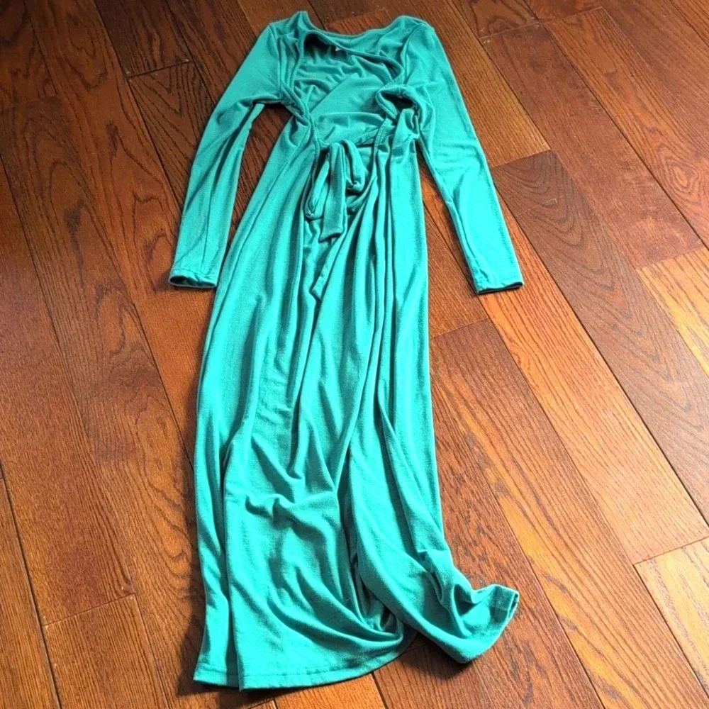 Free People - Aubre Open-Back Essential Maxi Dress Mermaid Green - Picture 5 of 6